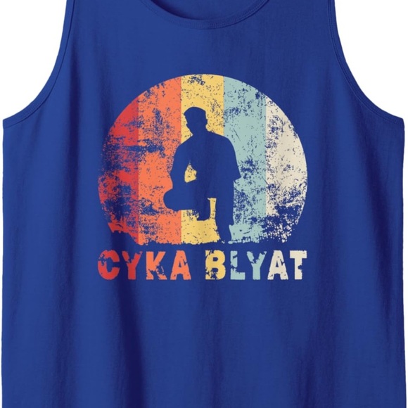 Gray and Blue Graphic Tank Tops - Picture 3 of 5